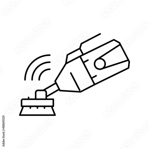 handheld suction cleaner pool line icon vector illustration