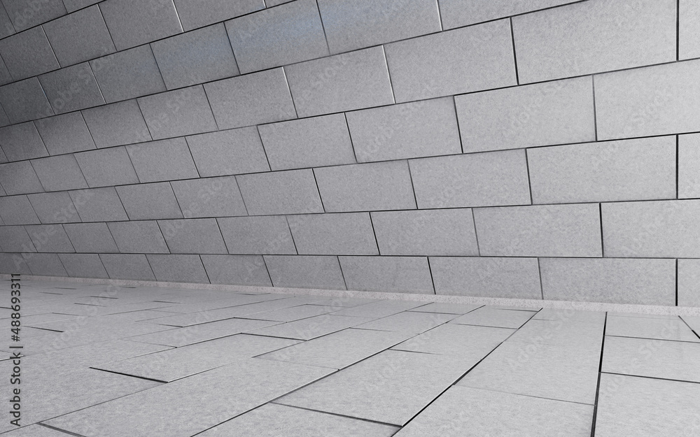 Fototapeta premium White empty room, with brick wall, 3d rendering.