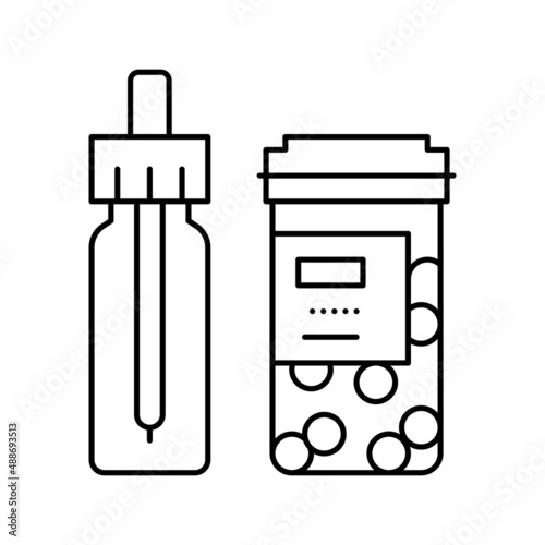 vitamin homeopathy package with pipette line icon vector illustration