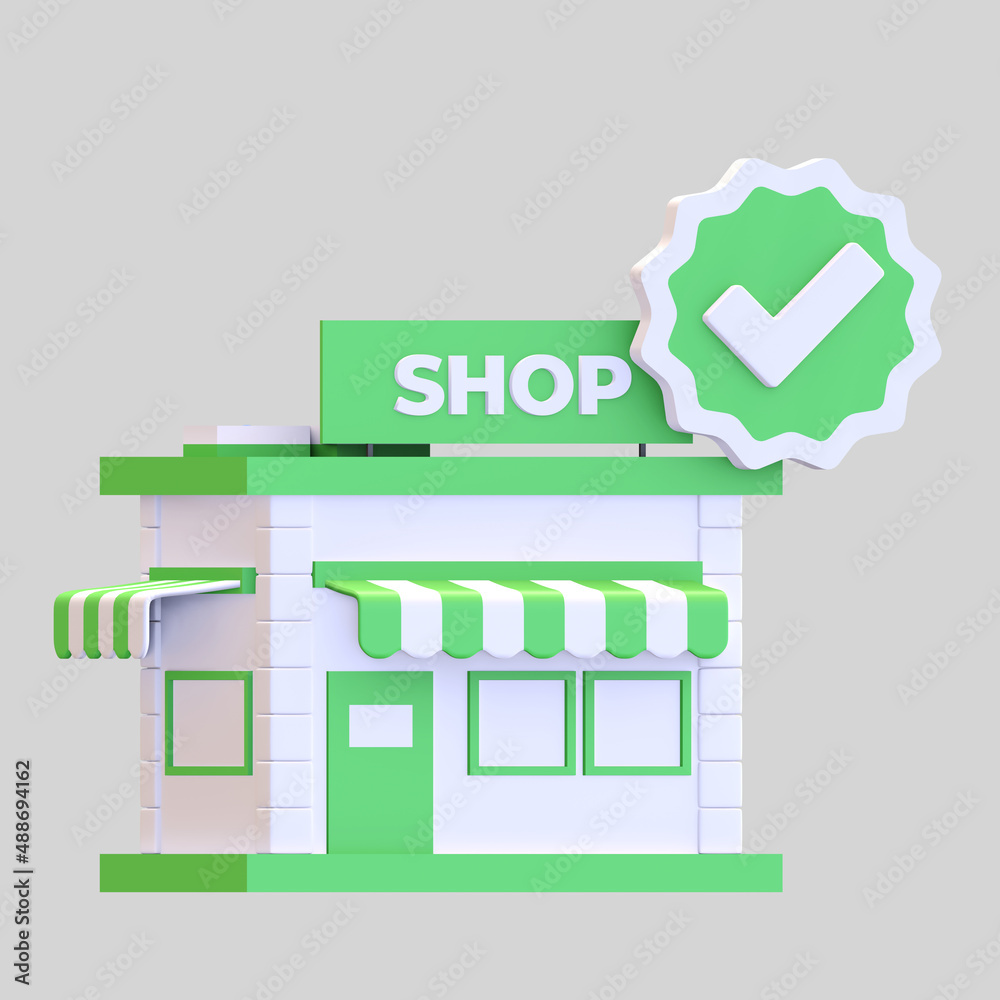 verified store icon 3d render illustration verified store icon 3d render illustration