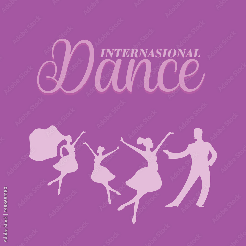 Internasional dancing day with couples dance, flat colour. Design template can use greeting card Internasional dancing day with couples dance, flat colour. Design template can use greeting card