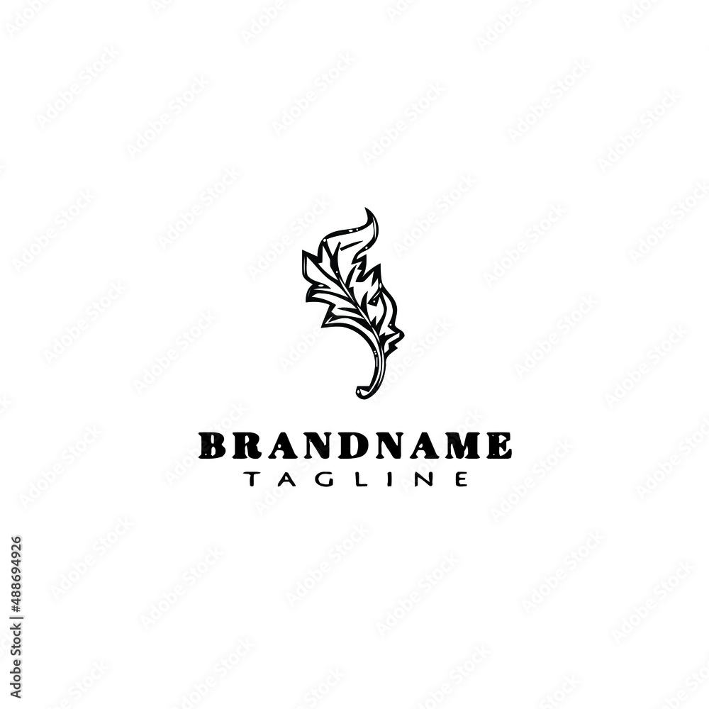 leaf logo cartoon icon design template black vector illustration