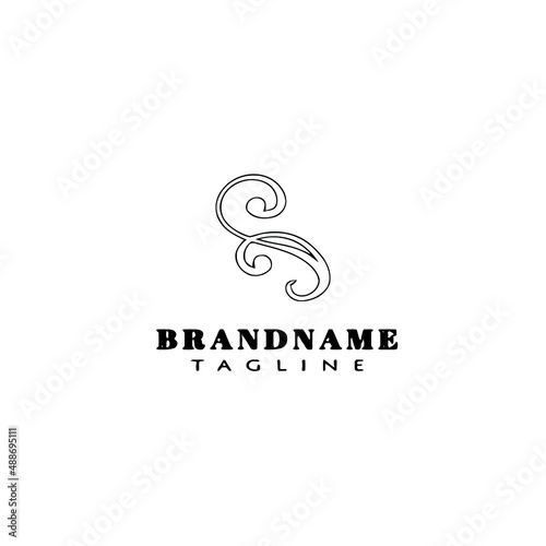 leaf logo cartoon icon creative template black isolated vector illustration