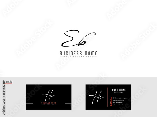 Signature EB e b letter, Eb logo concept with Black and white business card design