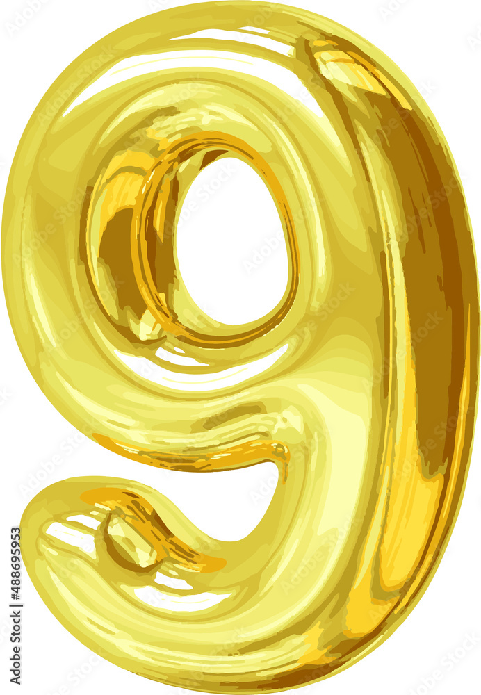 Golden 3d Number 9 Illustration Golden 3d Number 9 Illustration