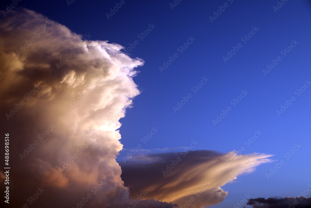 Stunning cloud formation on a blue sky at dusk