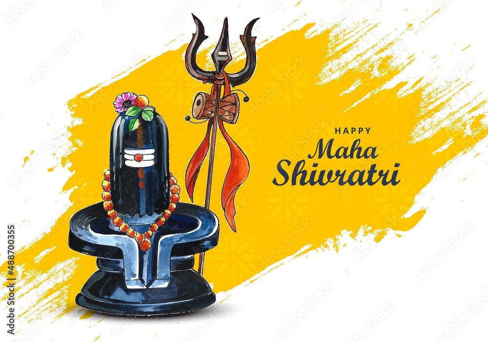 Maha shivratri festival background with shiv ling card design Stock