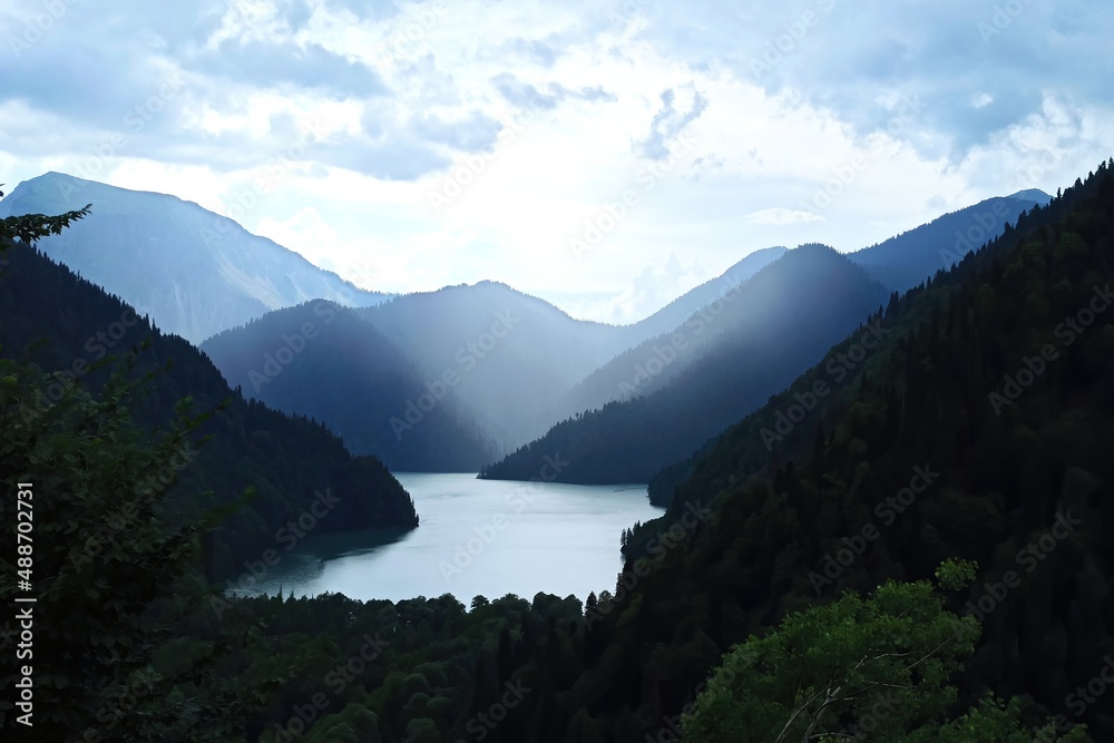 Lake Ritsa in the mountains of Abkhazia. 