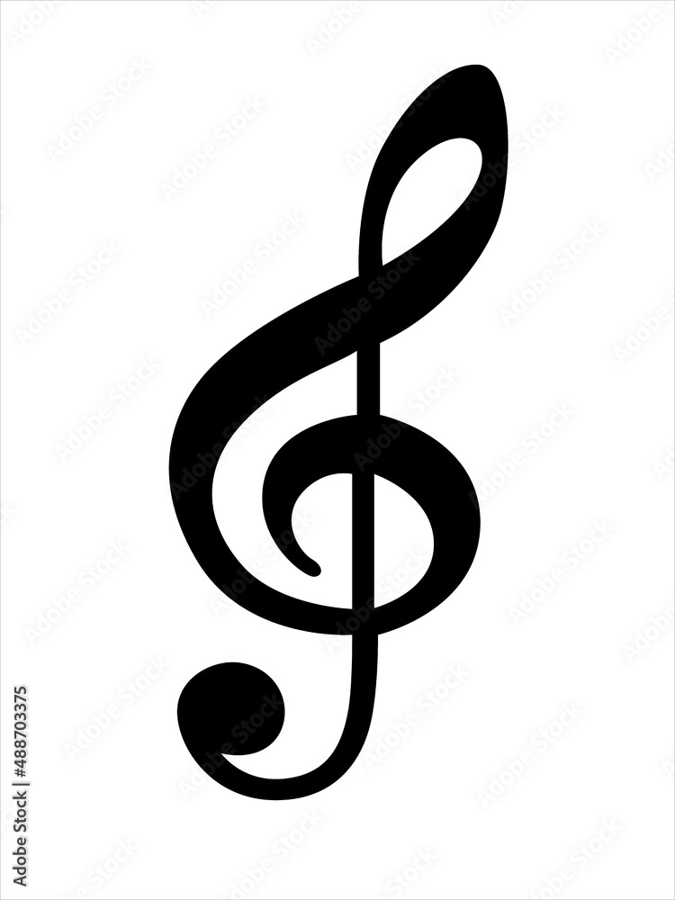 Black treble clef isolated on white background. Musical symbol. Music key icon. Vector illustration Black treble clef isolated on white background. Musical symbol. Music key icon. Vector illustration