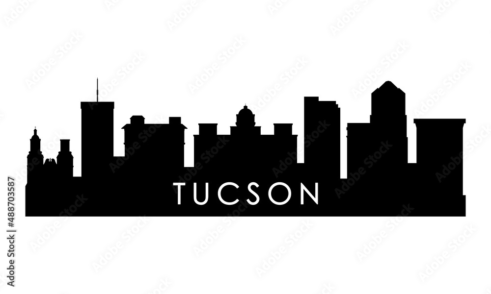 Tucson skyline silhouette. Black Tucson city design isolated on white background.