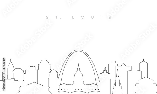 Outline St.Louis skyline. Trendy template with St.Louis city buildings and landmarks in line style. Stock vector design.