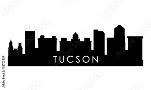 Tucson skyline silhouette. Black Tucson city design isolated on white background.
