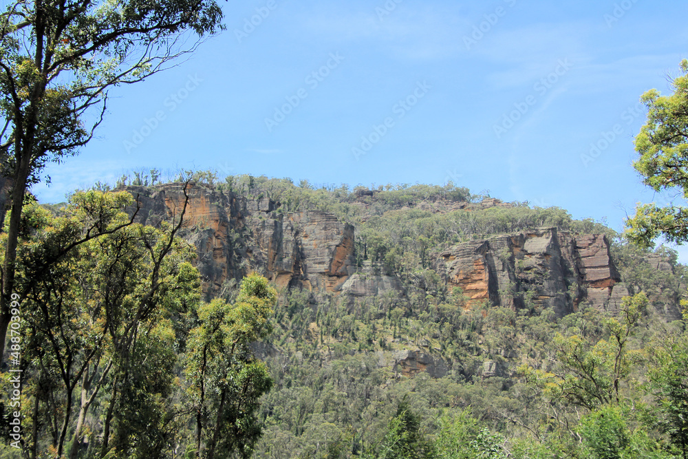 Mountain Scenery in the Australian bush with eucalypt trees near Newnes New South Wales Australia