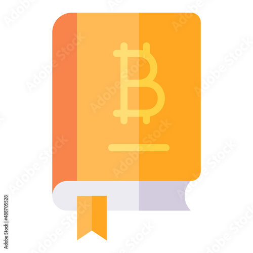 Bitcoin book flat icon. Can be used for digital product, presentation, print design and more.