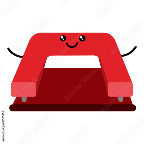 Cute cartoon kawaii hole punch, vector isolated on white background