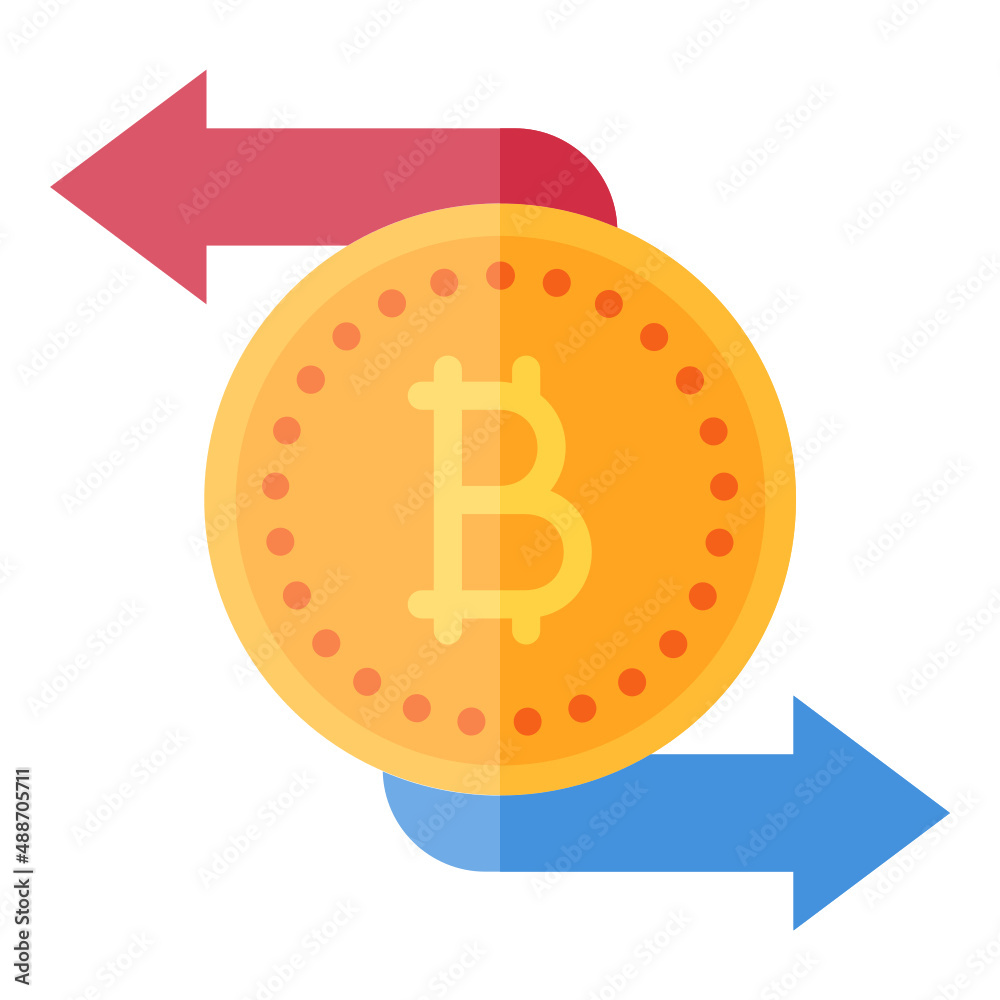 Ecxchage bitcoin with arrow flat icon. Can be used for digital product, presentation, print design and more. Ecxchage bitcoin with arrow flat icon. Can be used for digital product, presentation, print design and more.