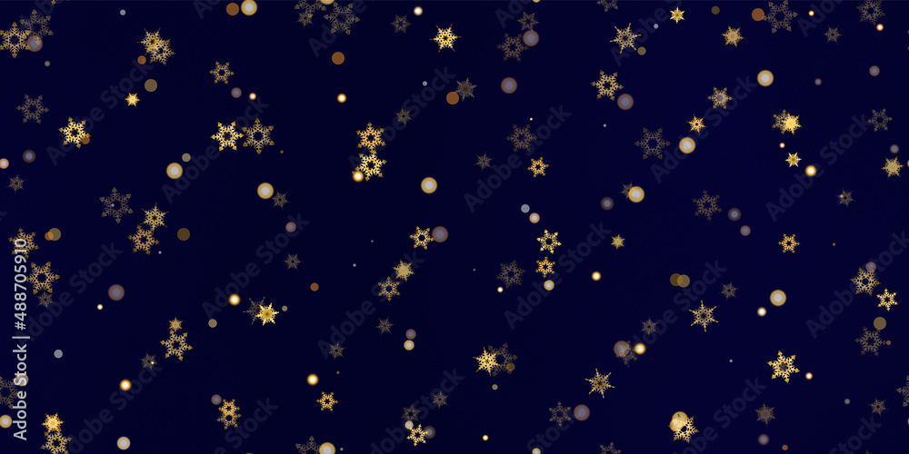 Gold snowflakes holiday seamless pattern.