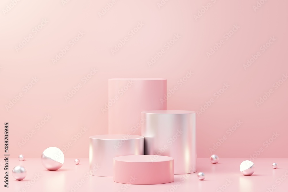 3d render abstract display podium platform for  product presentation and advertising. Minimal scene backdrop with clean design. Vacant pedestal for mock up. Empty stage with pastel color for cosmetic.