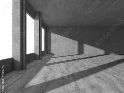 Abstract architecture background. Empty rough concrete interior