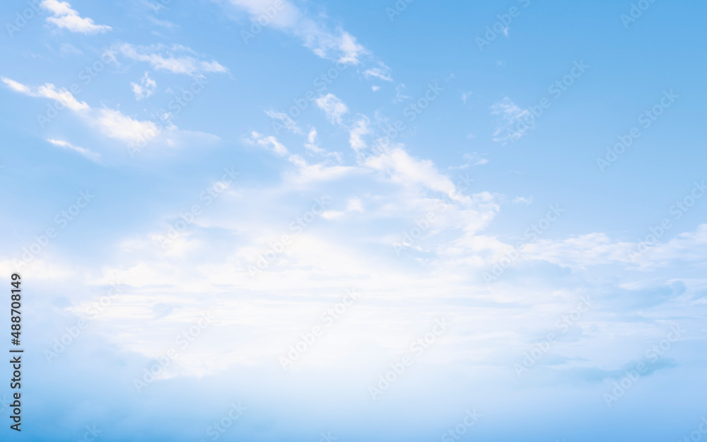 Beautiful Blue Sky with Clouds.  Heavenly Dreamy Fluffy Fantasy Clouds Background.
