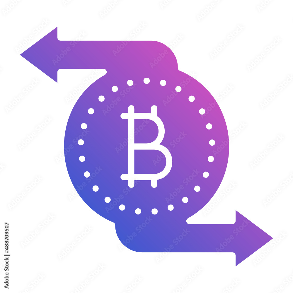 Ecxchage bitcoin with arrow flat gradient icon. Can be used for digital product, presentation, print design and more. Ecxchage bitcoin with arrow flat gradient icon. Can be used for digital product, presentation, print design and more.
