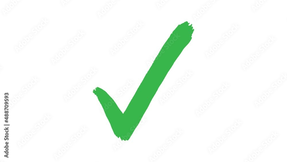 Check mark symbol animation on white background, Correct Symbol in Motion graphic.