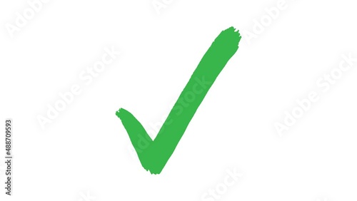 Check mark symbol animation on white background, Correct Symbol in Motion graphic. photo