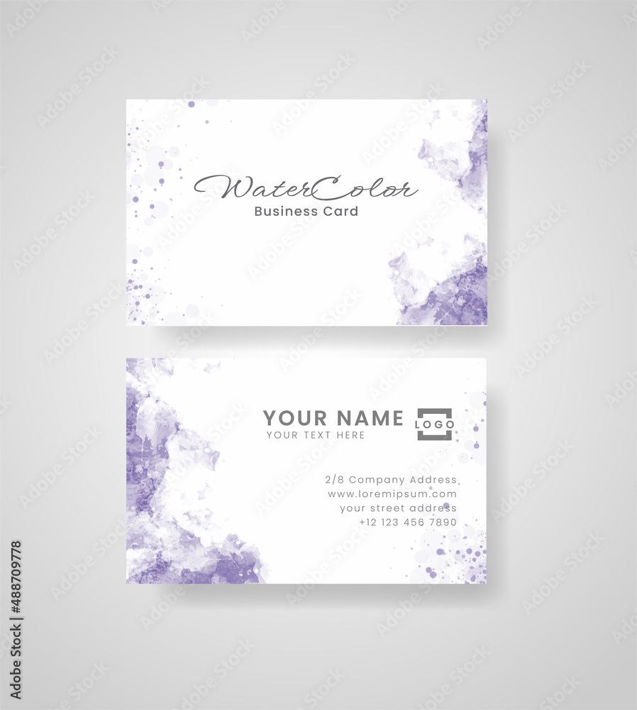 Abstract splashed watercolor business card