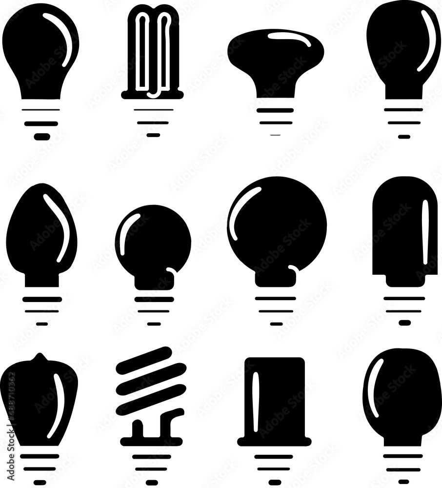 Light Bulbs Icons Set on White Background. Vector.eps Light Bulbs Icons Set on White Background. Vector.eps