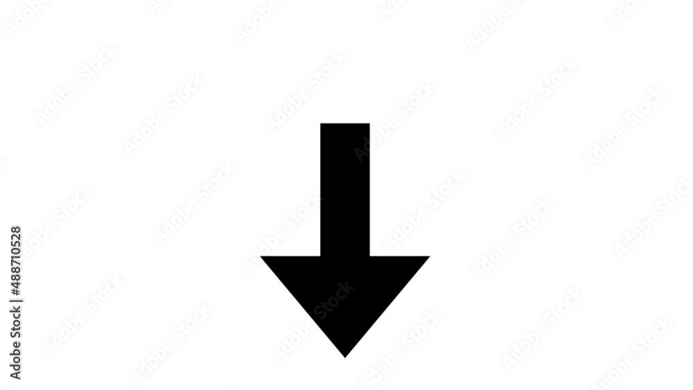 Pointing down arrow animation, arrow animation on the white transparent background with alpha channel. Pointing down arrow animation, arrow animation on the white transparent background with alpha channel.