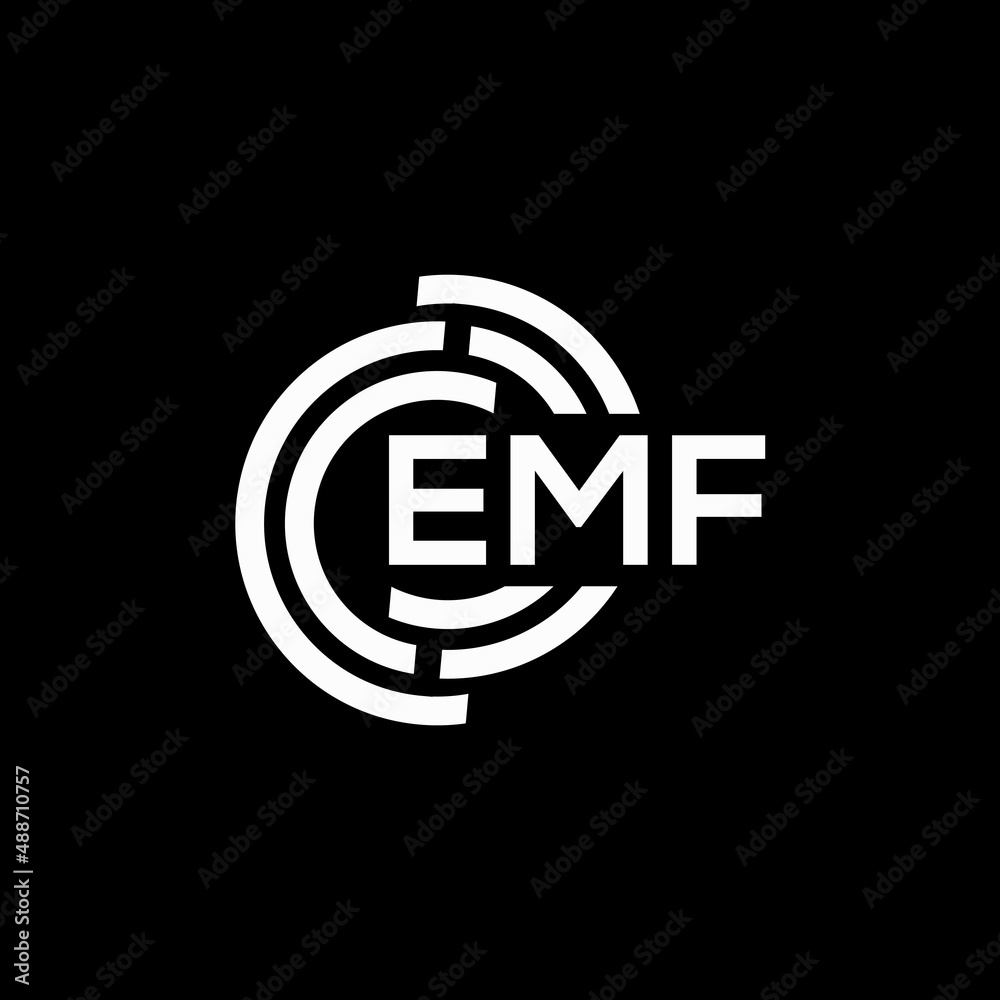 EMF letter logo design on black background. EMF creative initials letter logo concept. EMF letter design. EMF letter logo design on black background. EMF creative initials letter logo concept. EMF letter design.