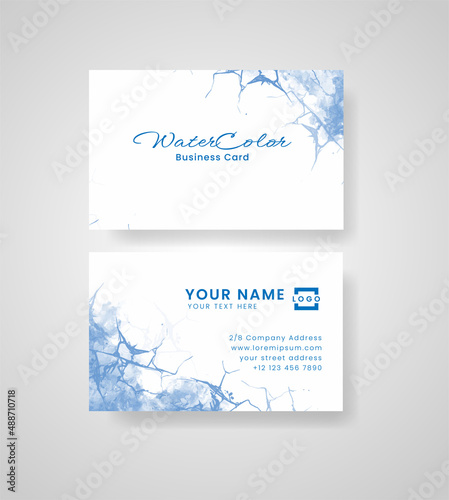 Abstract splashed watercolor business card