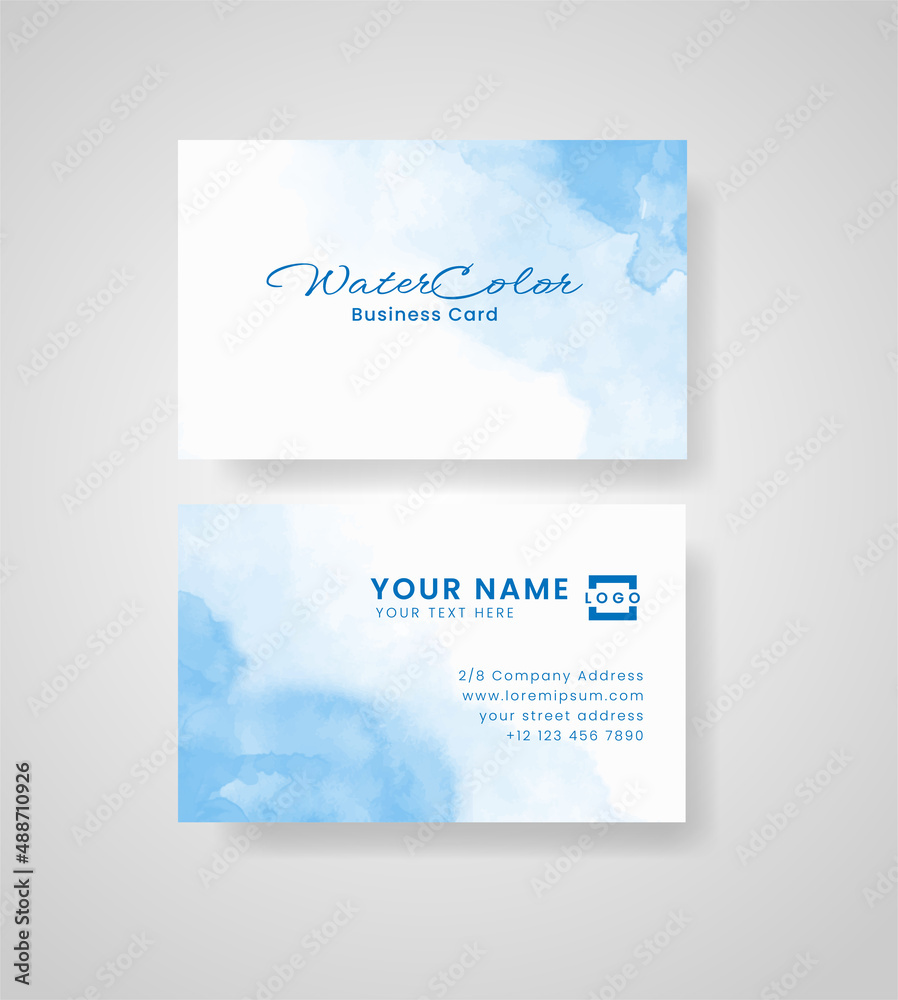 Abstract splashed watercolor business card