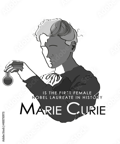 Vector illustration is the first female Nobel laureate in history Marie Curie