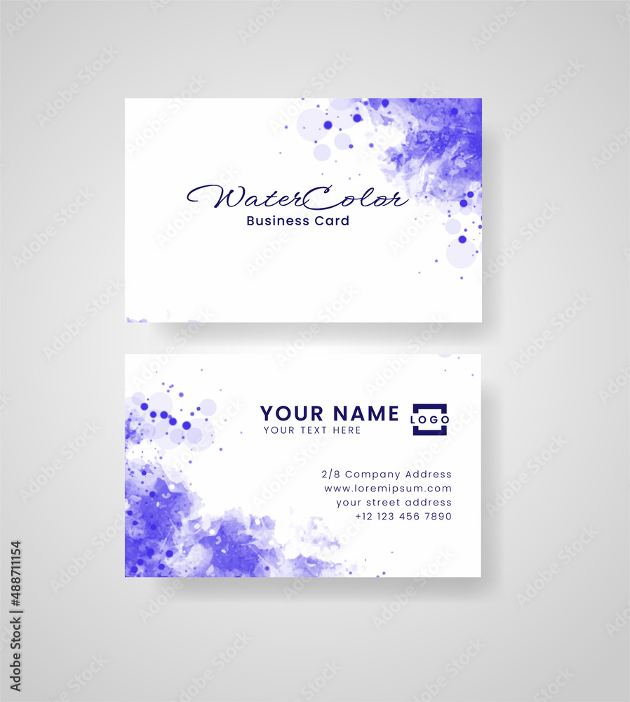 Abstract splashed watercolor business card