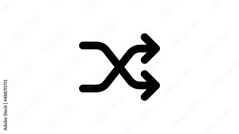 Animation of shuffle symbol, arrow animation on white transparent background with alpha channel. Animation of shuffle symbol, arrow animation on white transparent background with alpha channel.