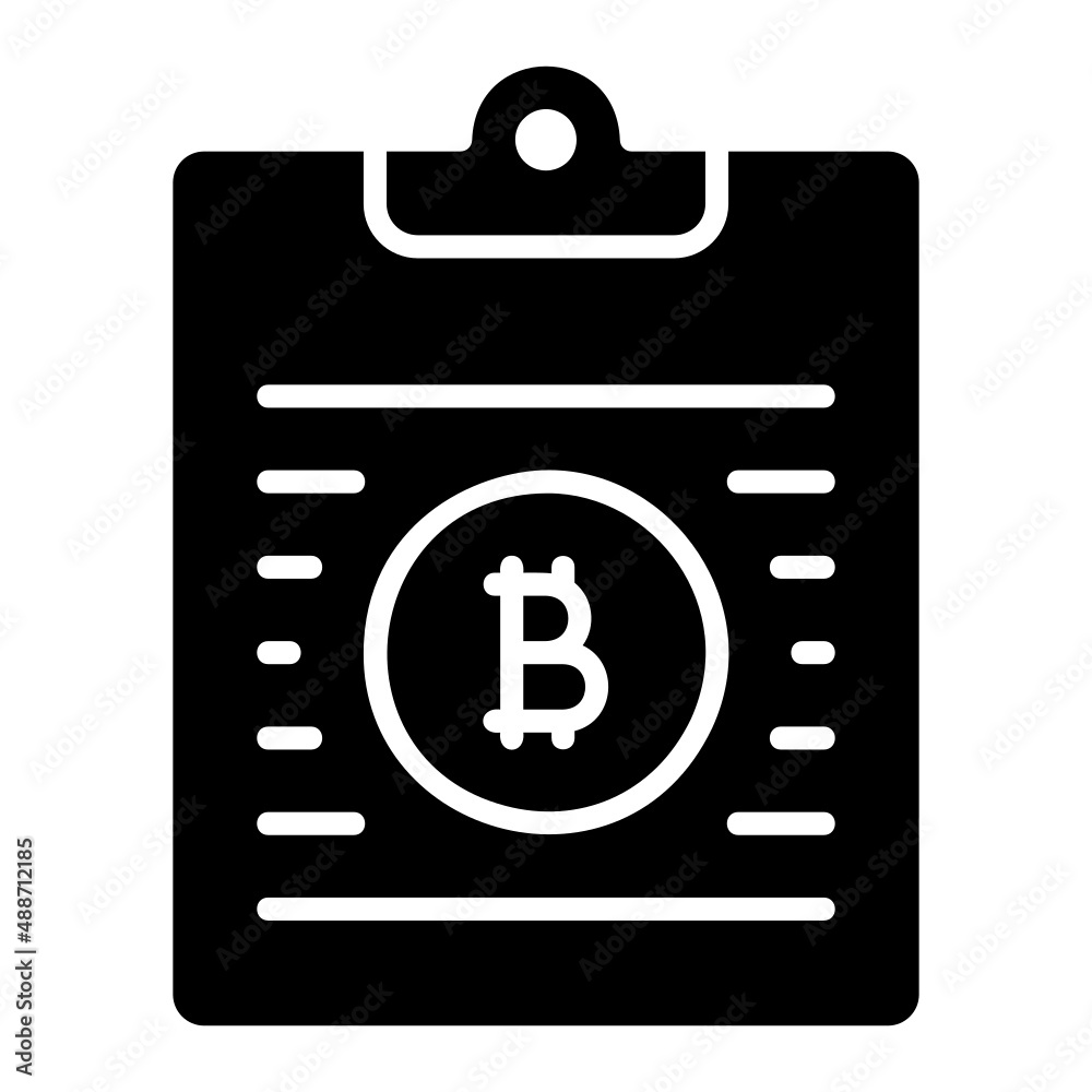 Clipboard bitcoin glyph icon. Can be used for digital product, presentation, print design and more. Clipboard bitcoin glyph icon. Can be used for digital product, presentation, print design and more.