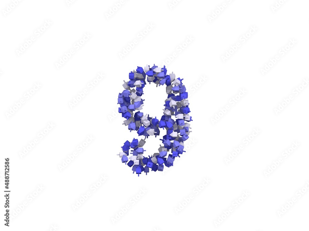 Hebrew Dreidel Themed Font Number 9 Hebrew Dreidel Themed Font Number 9