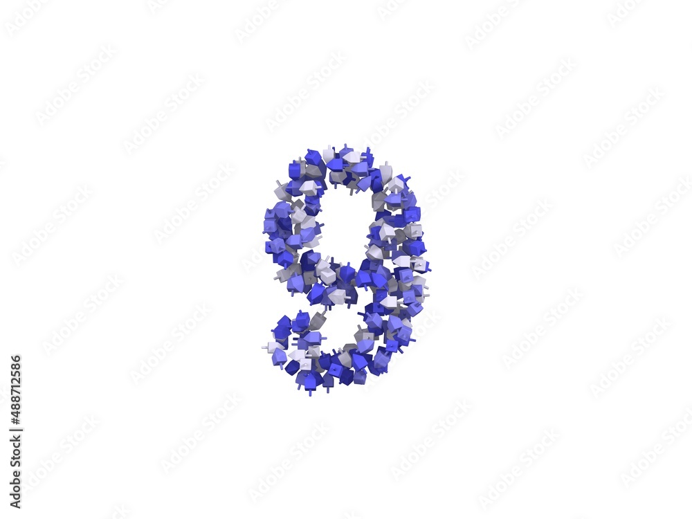 Hebrew Dreidel Themed Font Number 9