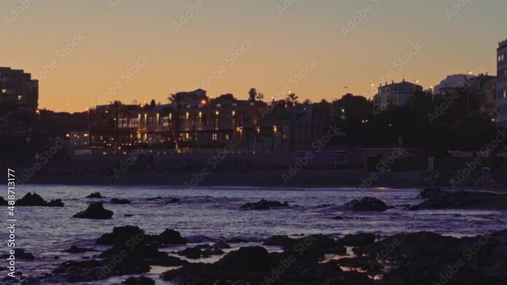 Coastline of Calahonda, Spain, after sundown Coastline of Calahonda, Spain, after sundown