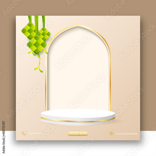 3d ramadan kareem background with podium