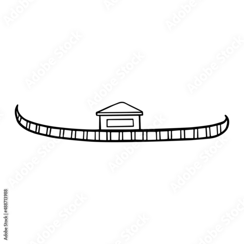 Gondola Icon Silhouette. Venice Boat Vector Graphic Pictogram Symbol. Doodle Sketch Black Sign