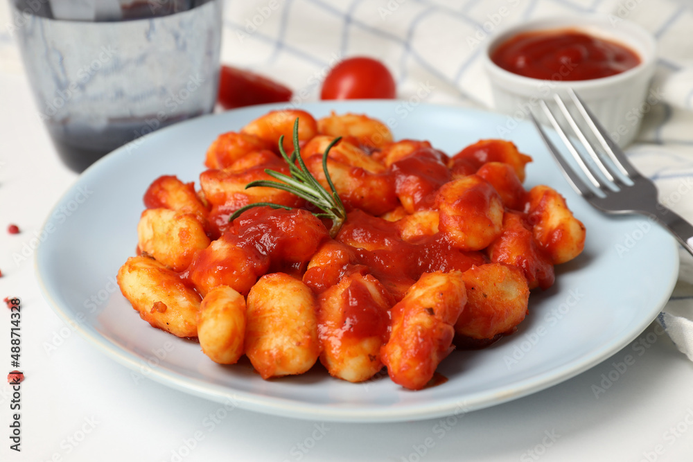 Concept of tasty food with gnocchi, close up Concept of tasty food with gnocchi, close up
