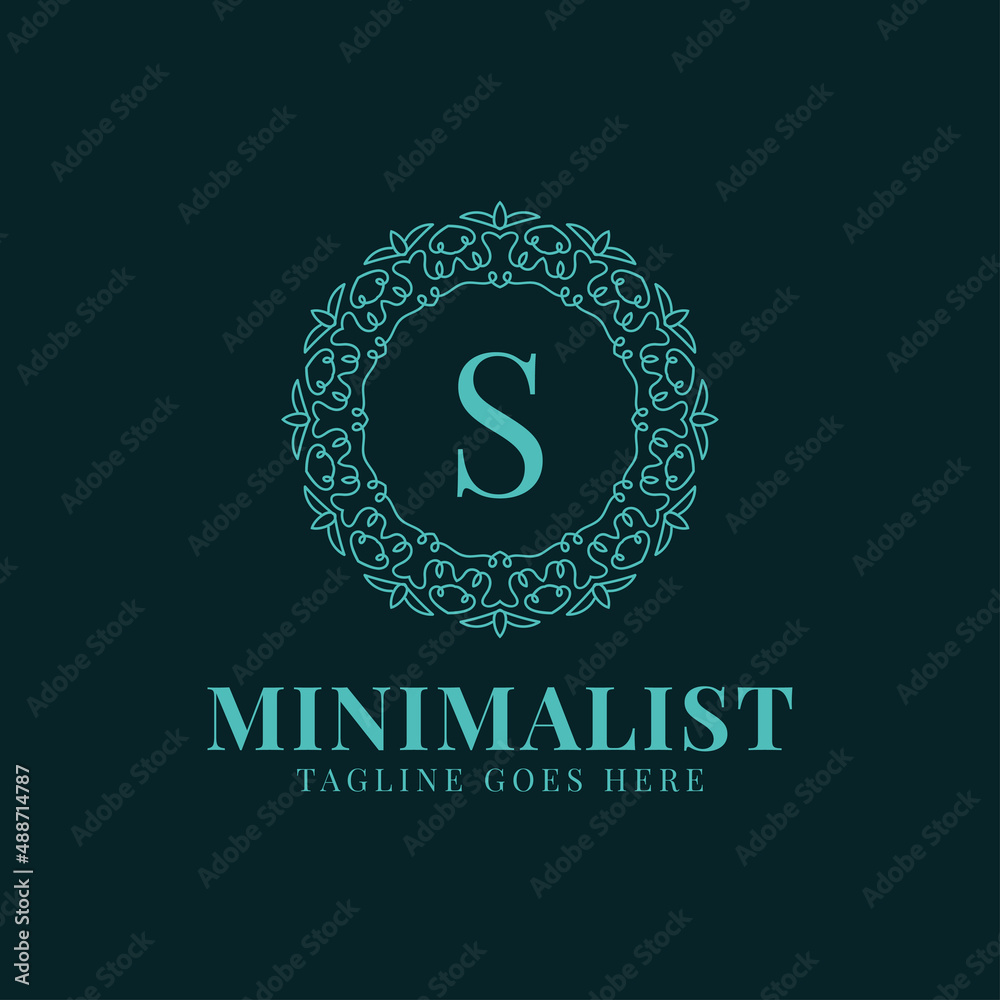 letter S minimalist circle lace decoration vector logo design