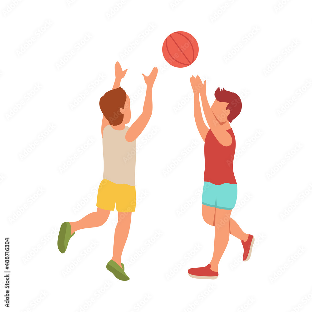 Kids Play Basketball Composition