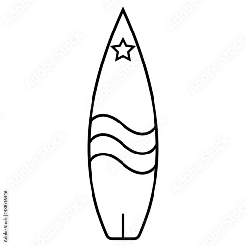 Surfboard icon, surf star c...