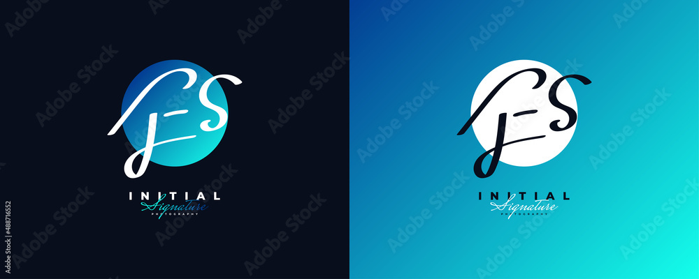 Initial E and S Logo Design with Handwriting Style in Colorful Gradient. ES Signature Logo or Symbol for Business Identity