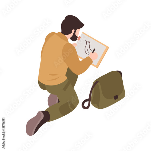 Bird Sketcher Isometric Composition