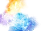 春夏用のアルコールインクアート）白背景にオレンジ・紫・青のマーブル　水彩　透明感　抽象的　波