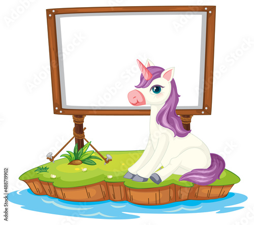 Purple unicorn with empty board